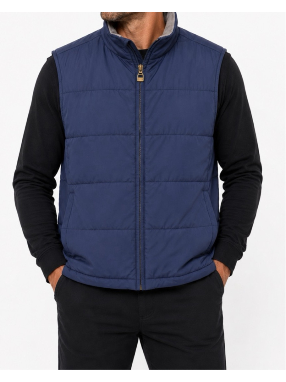 Alo Yoga Puffer Vest Fleece Lined Sz L Navy EUC